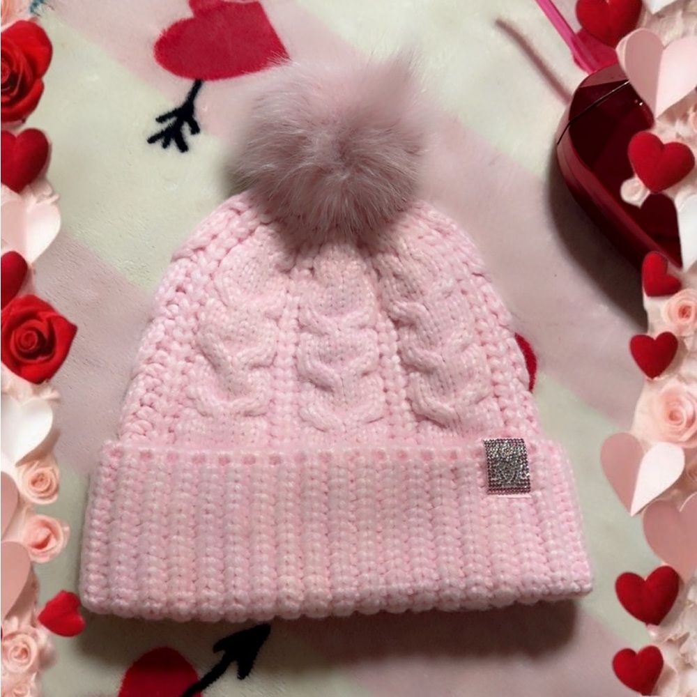 Pink Knit Pom-Pom Beanie for Adults